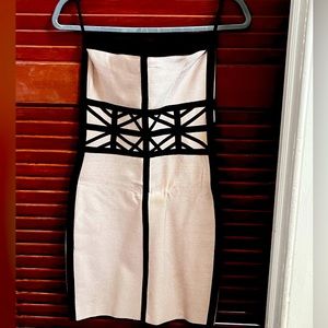 BeBe Bandage/ body con strapless dress